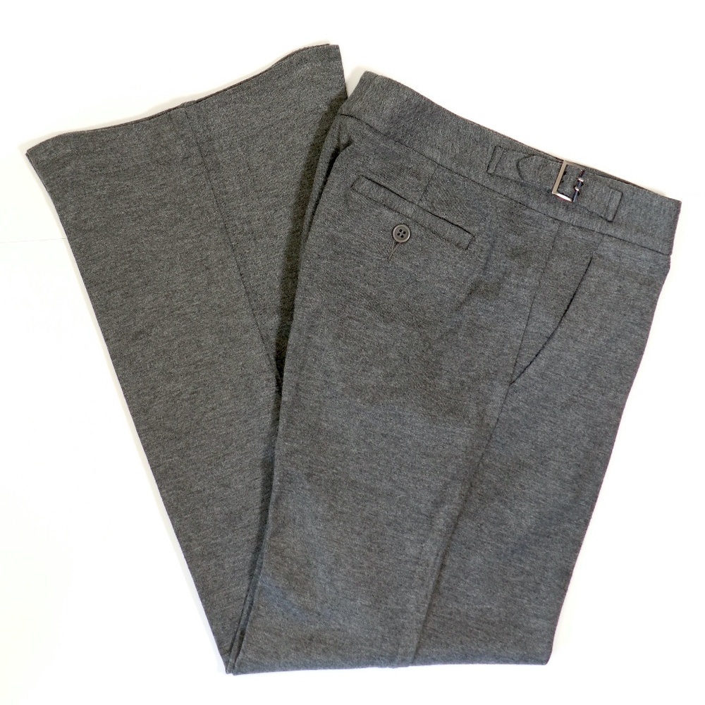 Mid-rise wide-leg knit slacks w/slight flare